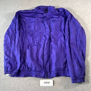 Vintage Champs Style Windbreaker Jacket Mens XL Purple Nylon Lined Full Zip